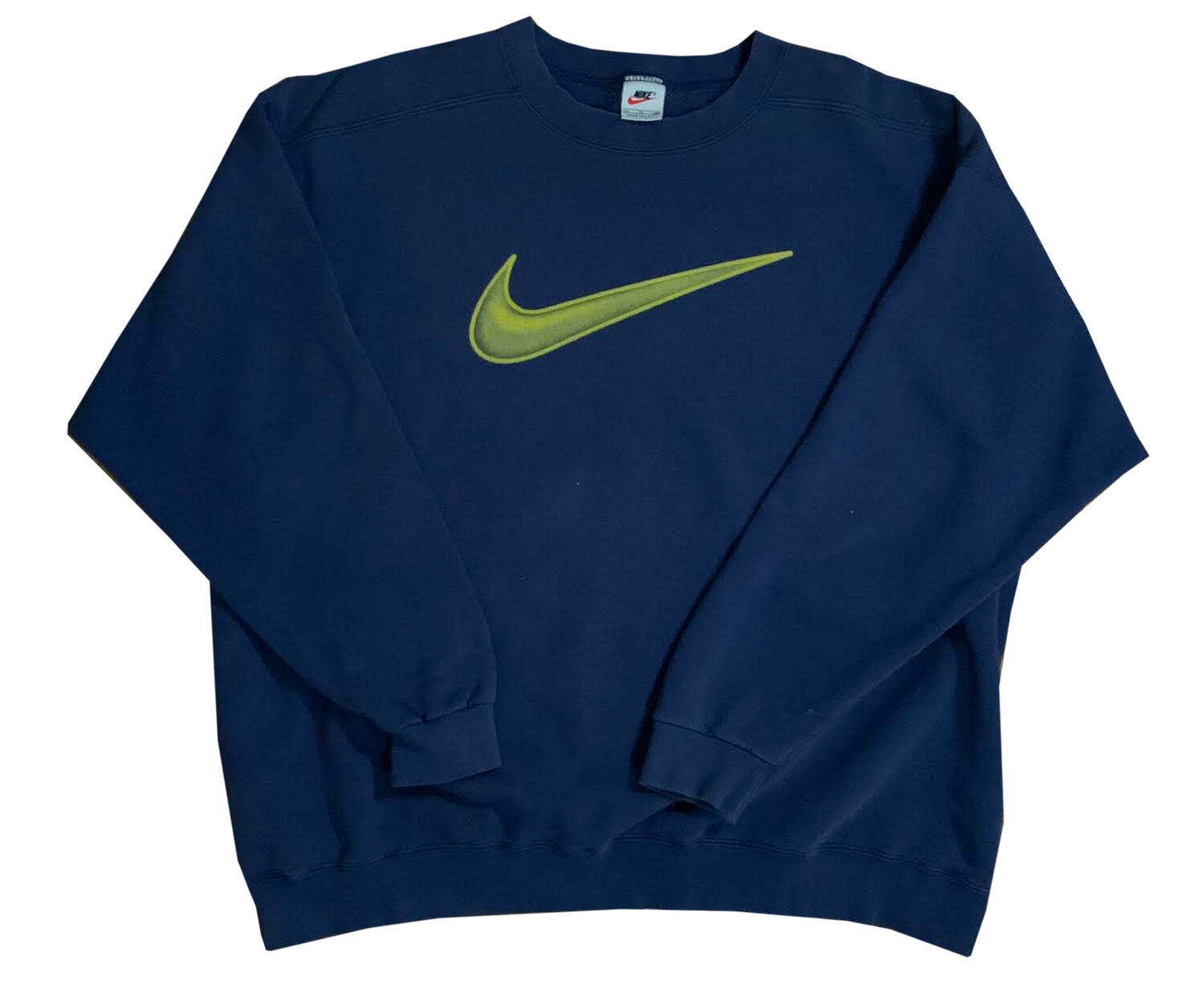 Vintage Nike Swoosh Navy / Neon Sweatshirt (Size XL) — Roots