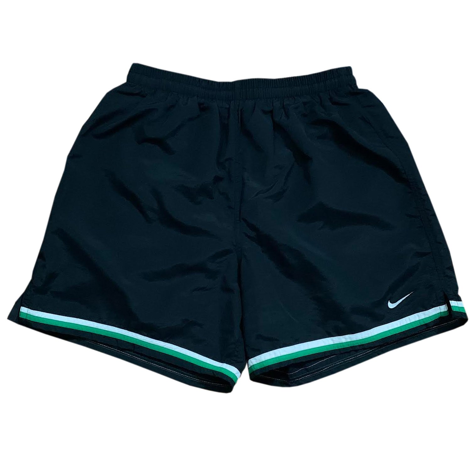 Vintage Nike Nylon Black / Green Shorts (Size L) — Roots