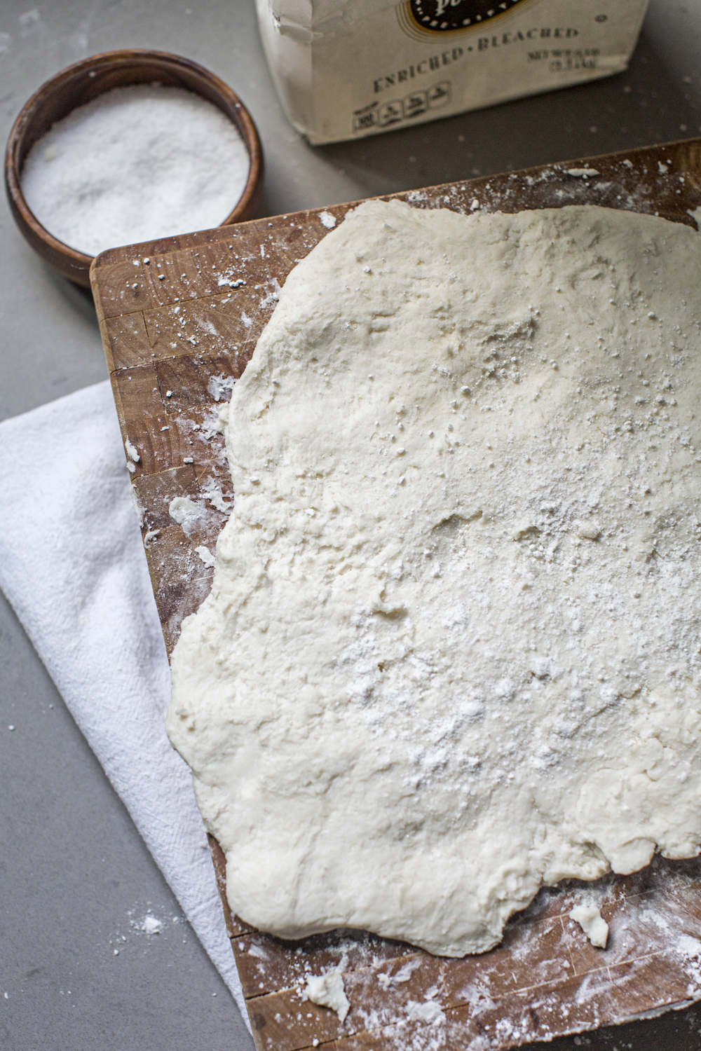 flour and dough for biscuits