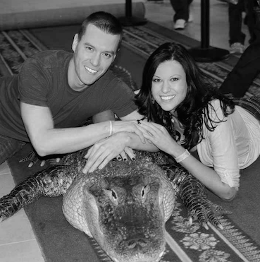 Nick Helble and Megan Wiles pictured with Jim Nesci’s “Bubba”, who can't seem to get enough Reptilinks!