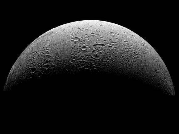 The North Polar Region of Saturn’s moon, Enceladus. Could there be an ocean world full of life under its frozen surface? - Image Credit: NASA/JPL/Space Science Institute