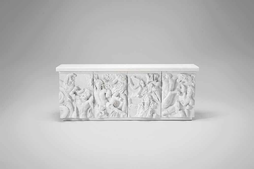  2018  White salt marble, marble composite, wood  H87 x L220 x D45 cm / H34.3 x L86.6 x D17.7 in 