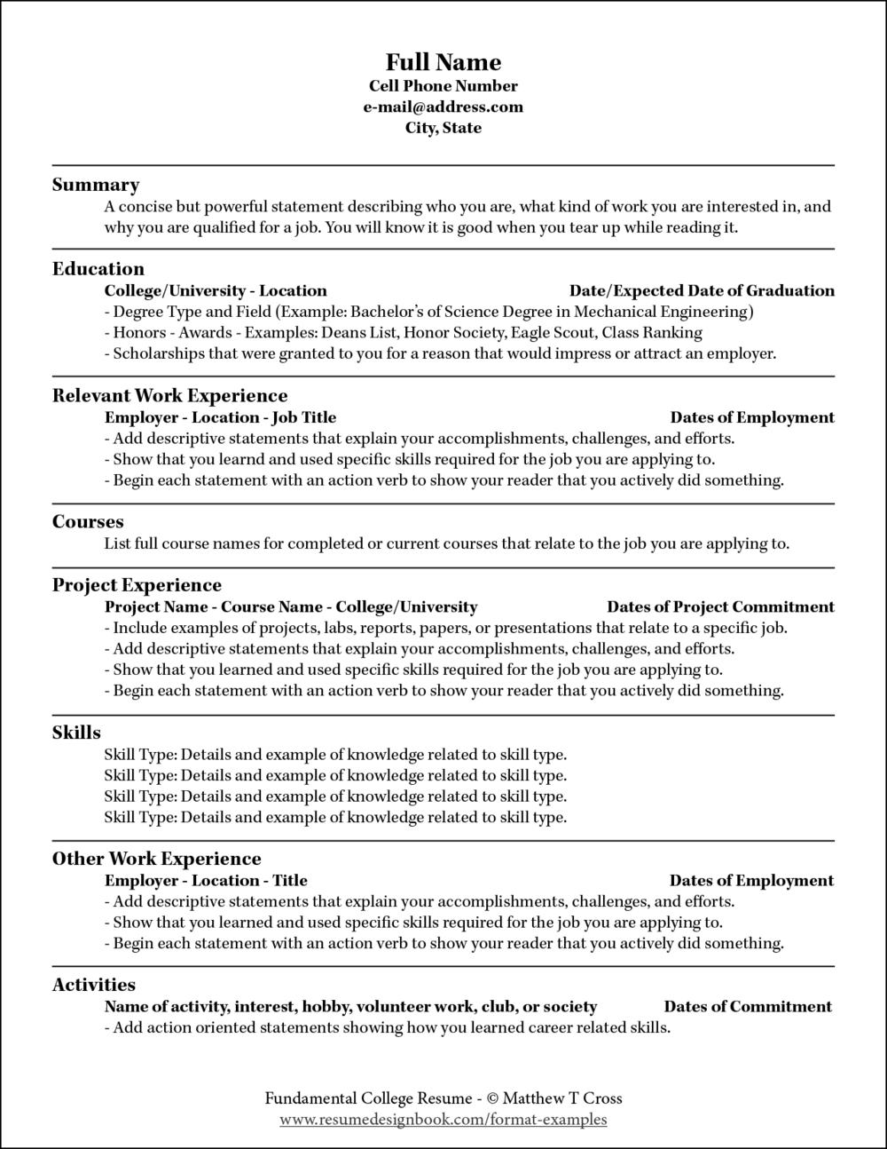 format examples  u2014 the resume design book