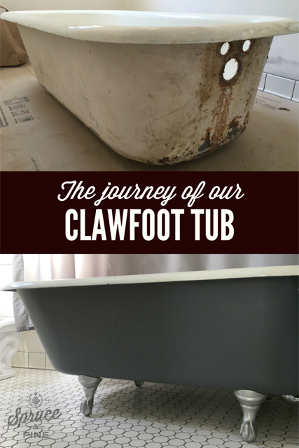 I had always seen gorgeous Claw foot tubs. After much searching, I found my inspiration. Don't get too excited - this is just inspiration. But I'm pretty proud of our final product. Read more at Spruce and Pine