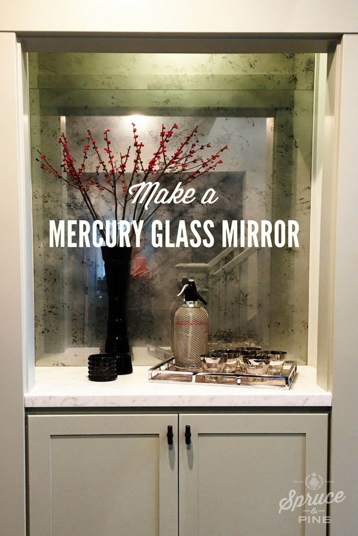 
WHO DOESN'T LOVE THE LOOK MERCURY GLASS? I'LL SHOW YOU HOW TO DO IT QUICKLY AND INEXPENSIVELY. 
I have to start by saying that I didn't intend for this to be a DIY project. But when the estimate came in at $1600 for this piece of glass, I decided to take it on.