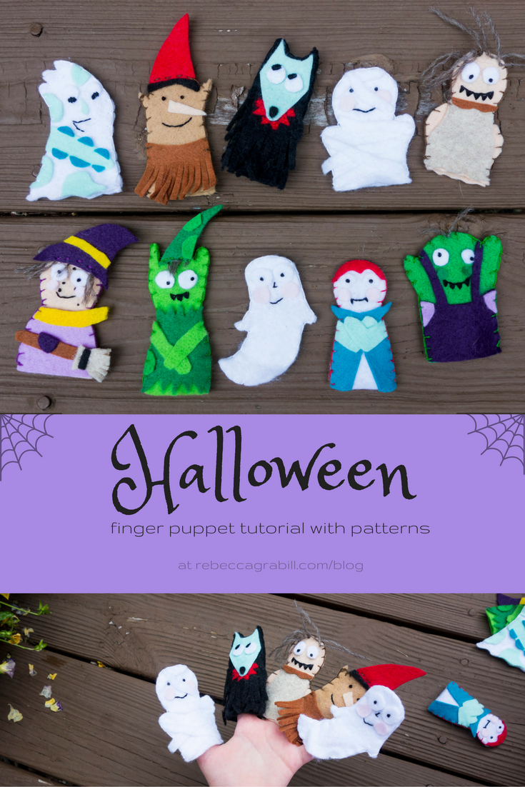 cutest halloween finger puppets craft: free patterns and tutorial