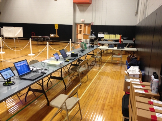 Easton's consolidated polling place at high school gymnasium. Photo courtesy of Jeremy Gillis.