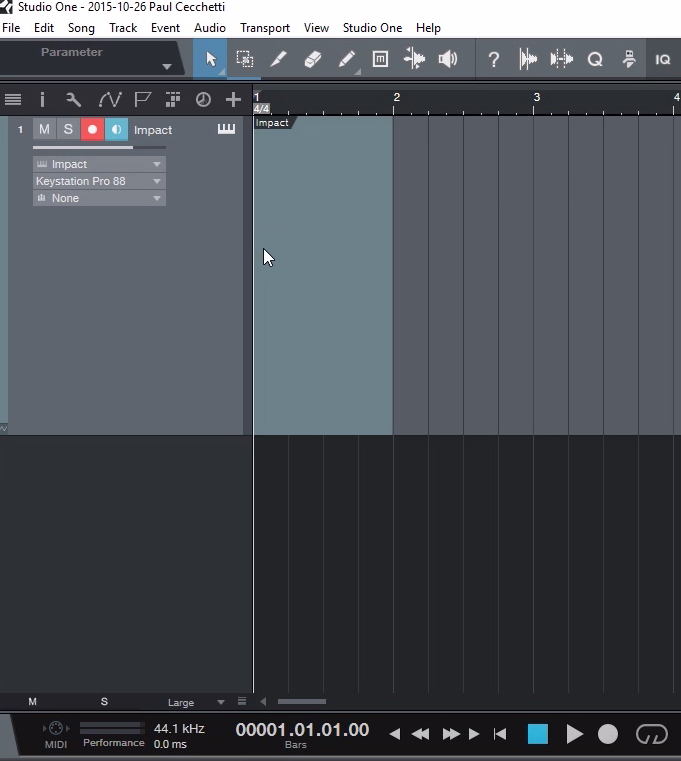  Next, create a new blank MIDI clip, 