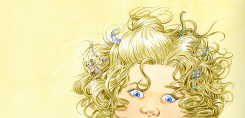Illustration by Anni Matsick from the children's picture book Dinosaurs Living in My Hair!  In the book by Jayne M. Rose-Vallee, 6-year-old Sabrina’s unruly curls are difficult to manage. When her mother warns that creatures could hide out there, Sabrina’s imagination takes over.