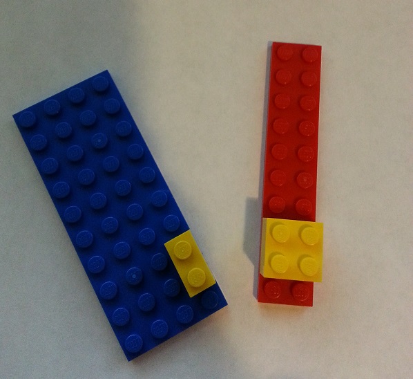 Intuitive approach to solving "Probability of yellow given red" with Lego.