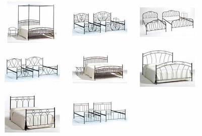 several wrought iron beds