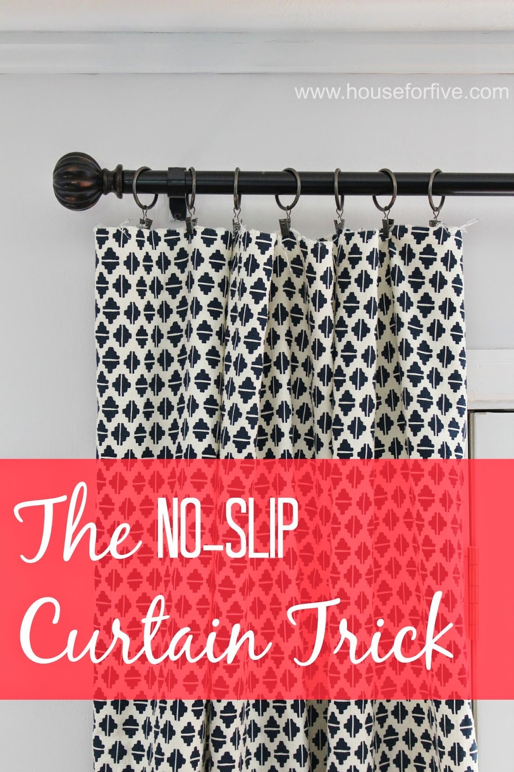 How To Keep Your Curtains From Sliding All Over The Rod — House For Six How To Keep A Curtain Rod From Sliding