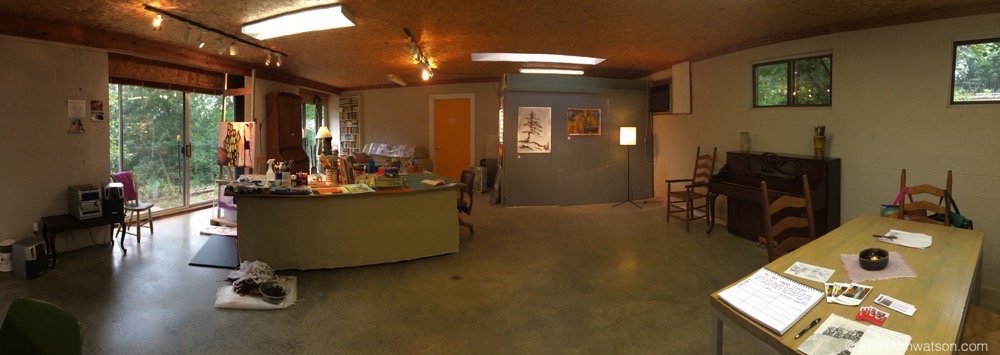 A panoramic view of the western side of my live/work space at Rensing Center.