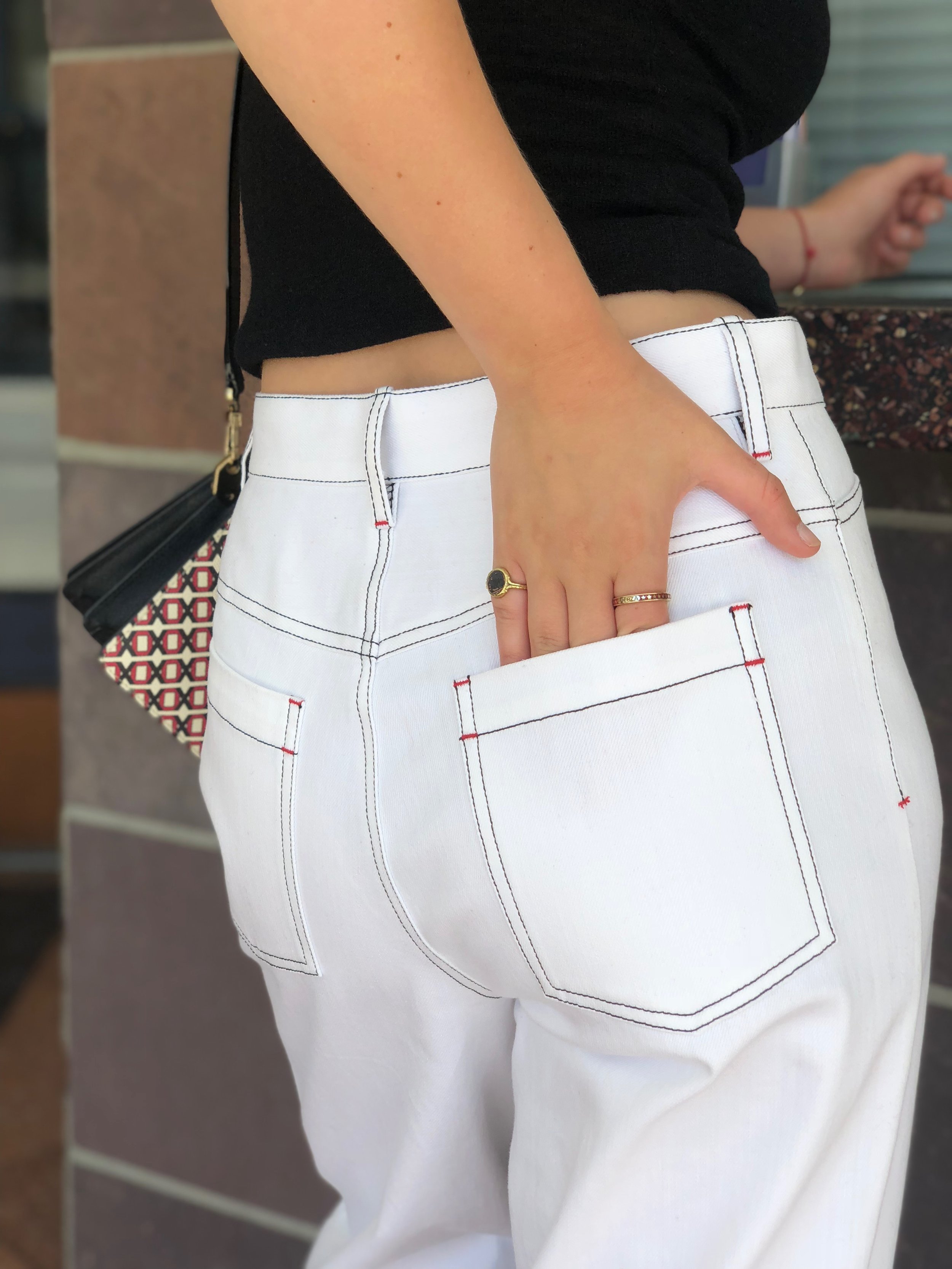 Elizabeth  L O V E S these white jeans - they keep you cool "Instead of looking like you're about to put on a button down and hit up Martha's Vinyard.