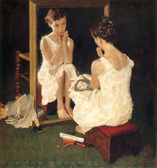 norman-rockwell-girl-in-mirror-rare-coll