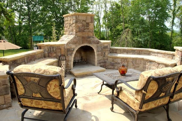 outdoor kitchen & fireplace design in nj — k & c land design