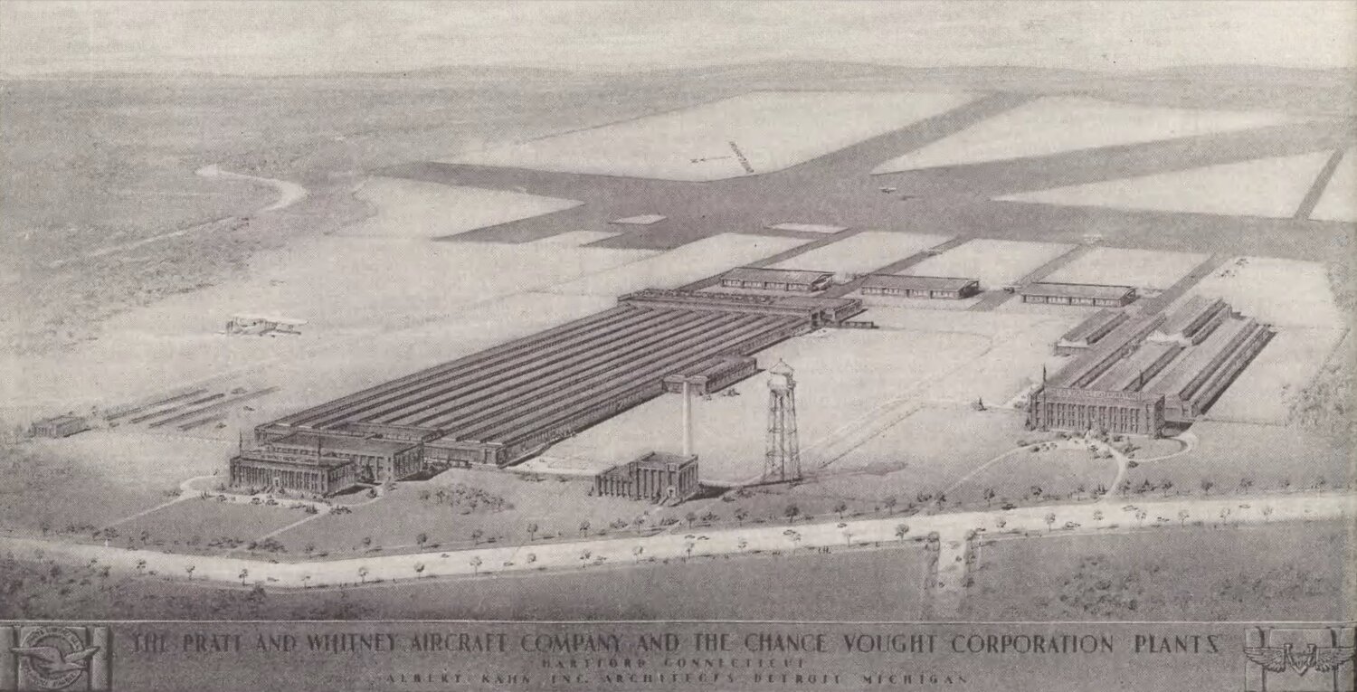 Pratt & Whitney Aircraft and Chance Vought plants in East Hartford, Connecticut, 1935.