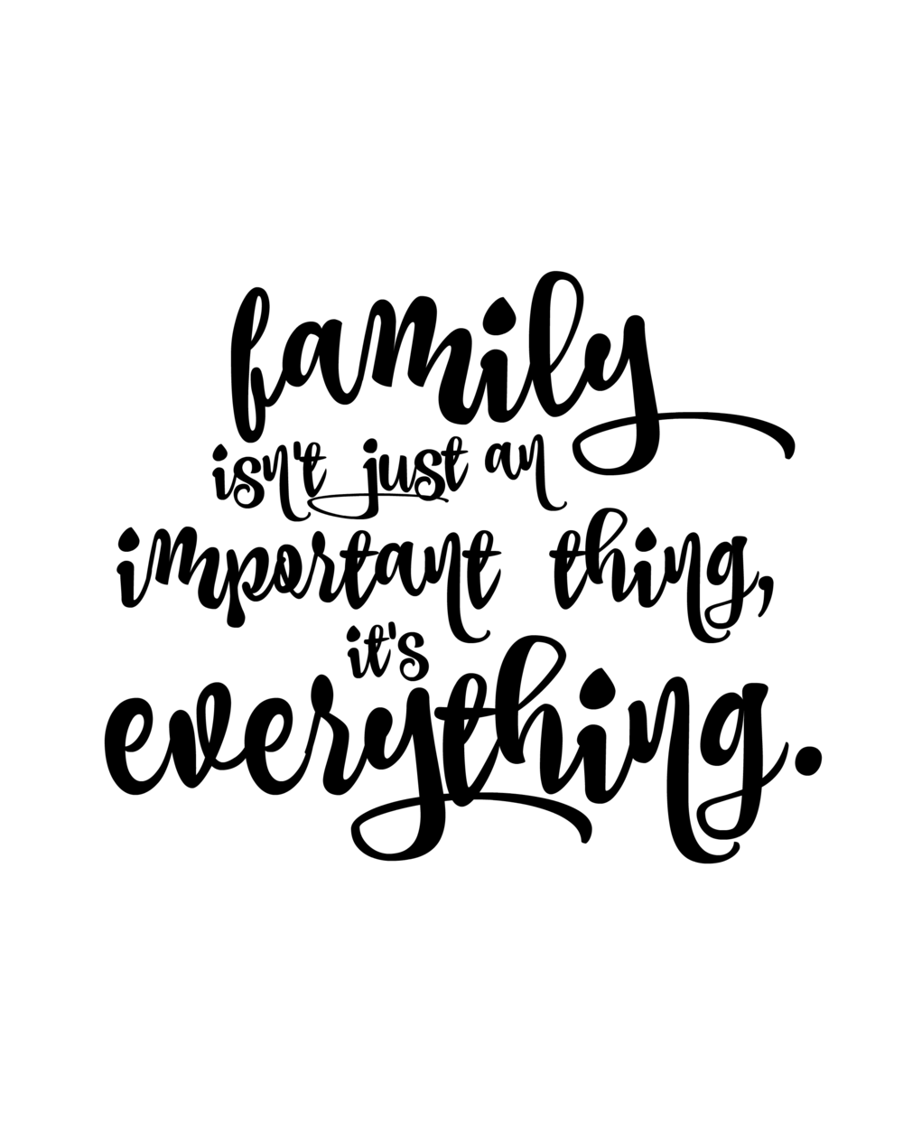 Family Is Everything Free Printable 8x10 floral black and white