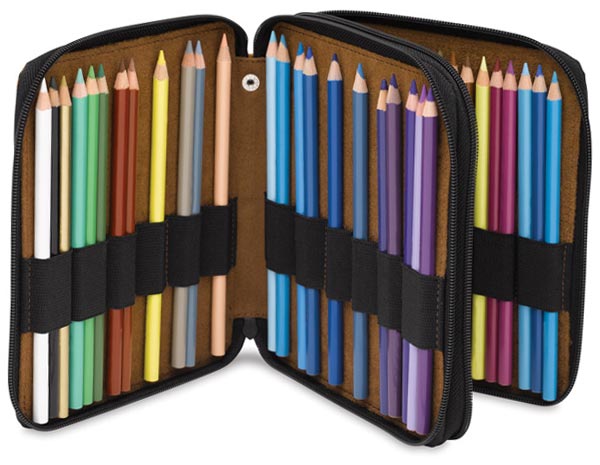彩色铅笔的皮革盒