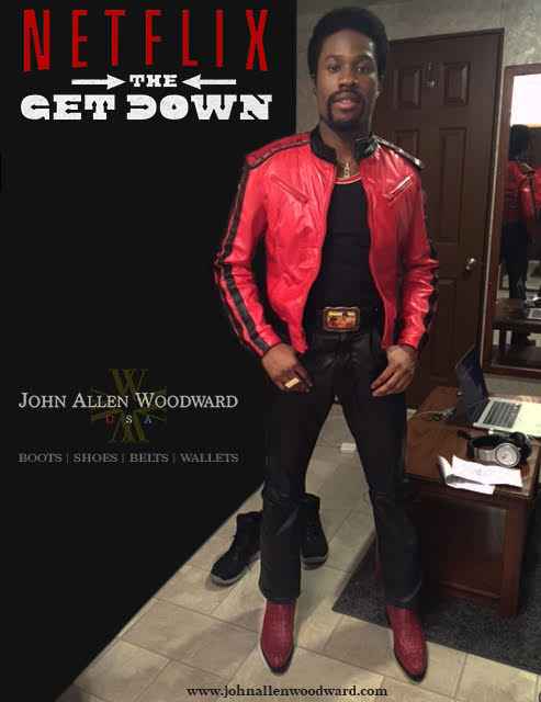 Shameik Moore showing off Woodward's boots as his character Shaolin Fantastic from The Get Down.
