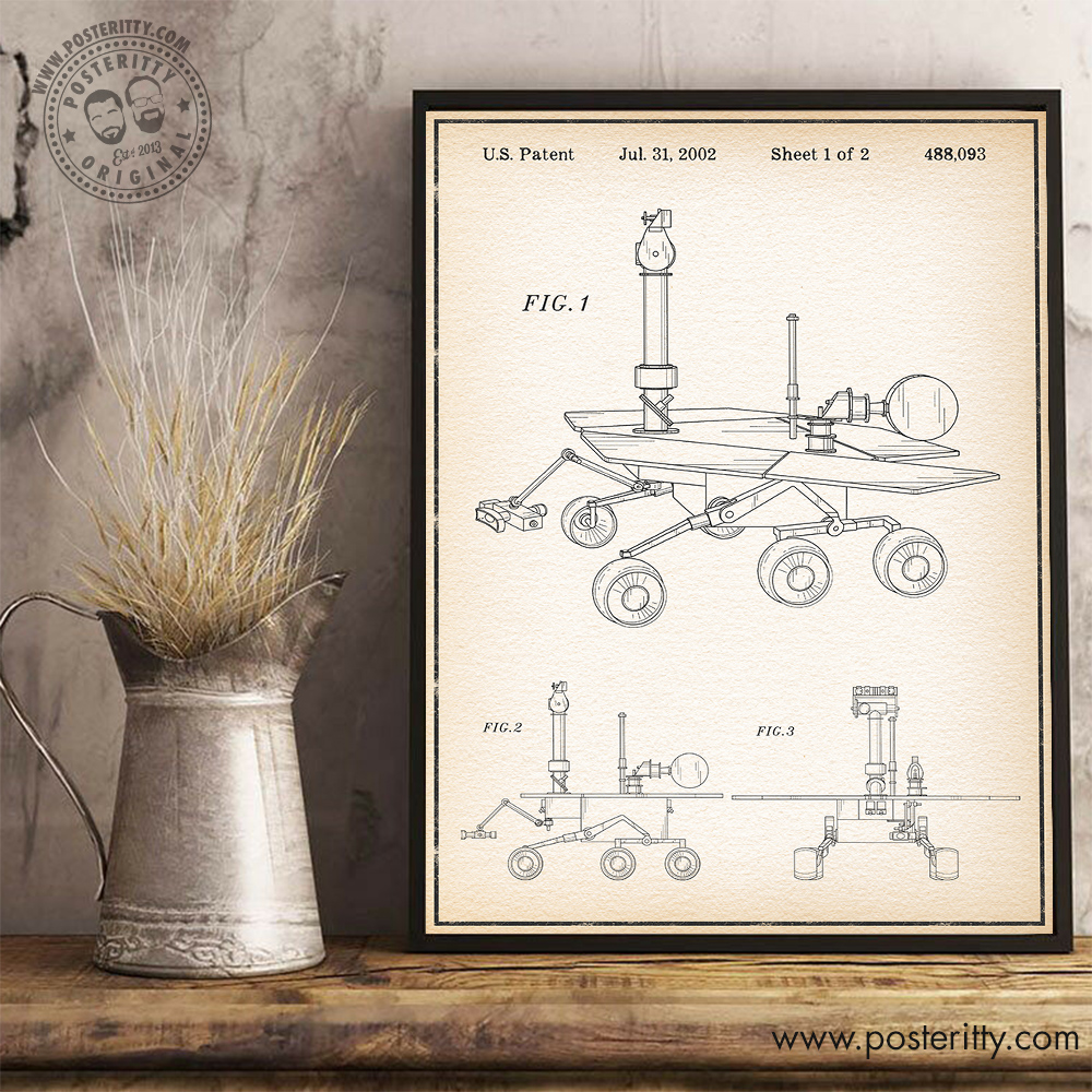 Original NASA Athena Mars Rover Poster; Patent Poster Unframed Space Decor 