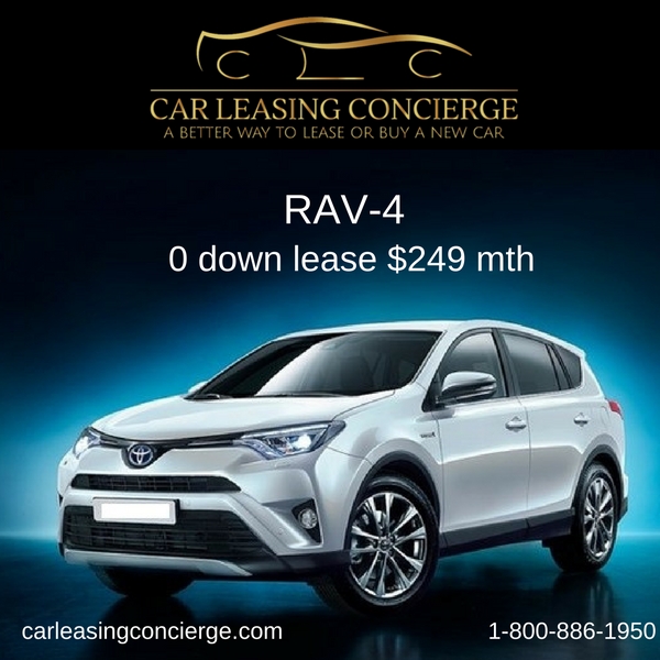 Toyota Rav4 Lease Deals For Zero Down Only 249 Mth Car Leasing Concierge