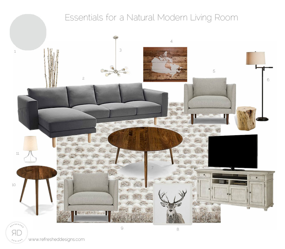 sources for a modern comfortable living room on a budget