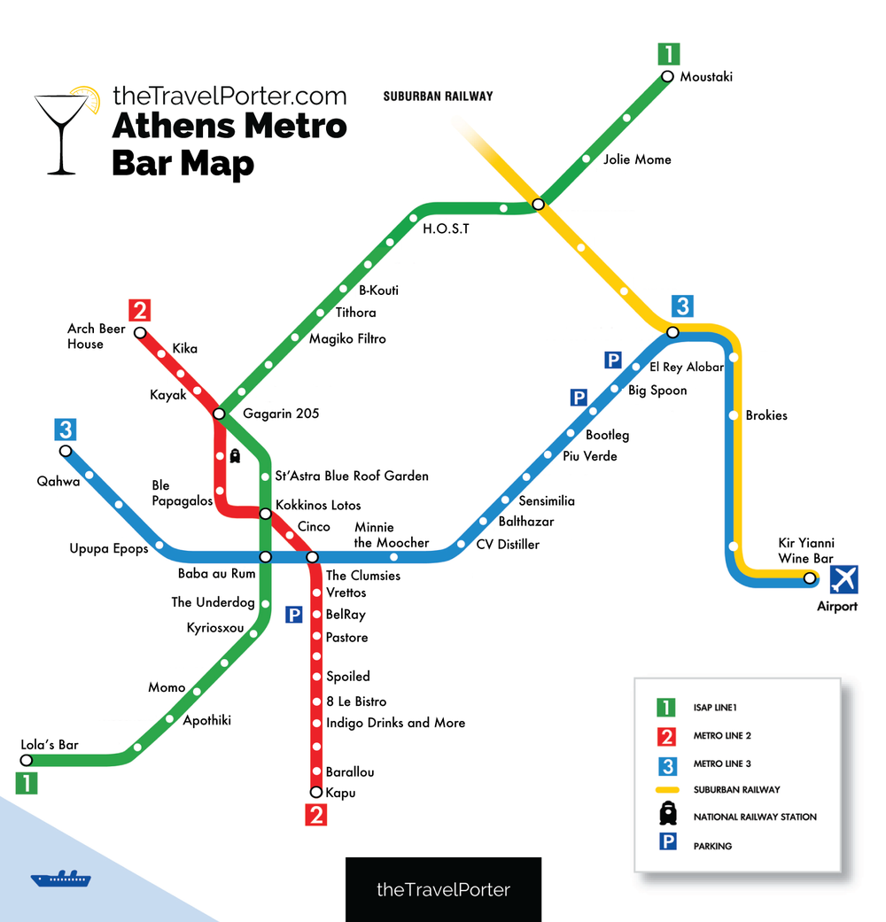 The Ultimate Bar Crawl: Athens' First-Ever Metro Bar Map — The TravelPorter