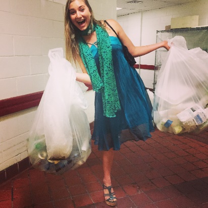    Leia Marsovich, the leader of the 2015 Millennium Awards Zero Waste Team, escorting our waste to its next engagement
