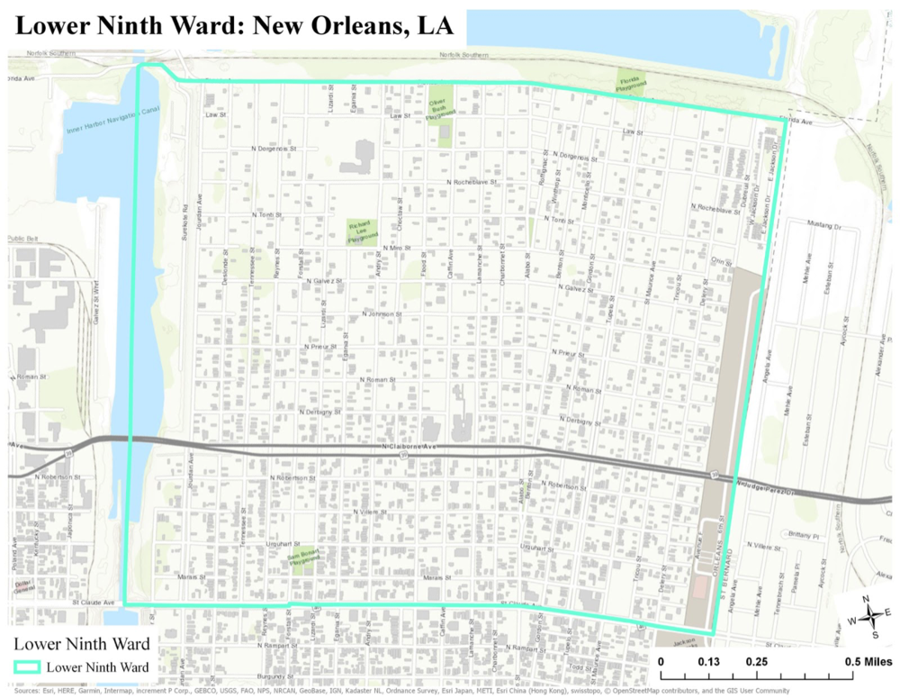 Esri ArcGIS Pro, City of New Orleans, FEMA, USGS, Scale: 1:15,000