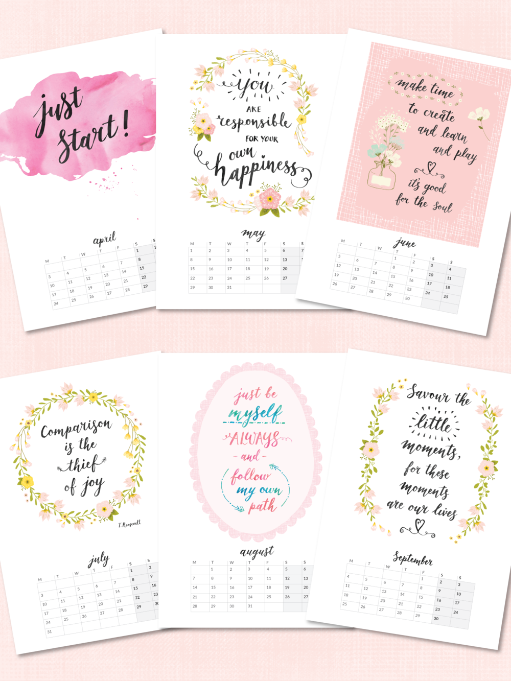 Printable 2017 Calendars now in my Etsy shop Beautiful Simplicity