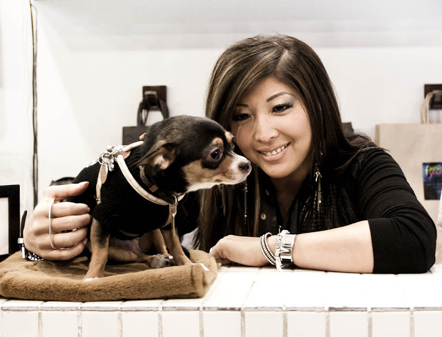 Janet from Fashionably Yours with her Dog!
