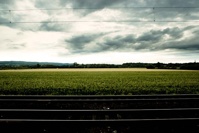 A high speed train and a landscape in Germany
