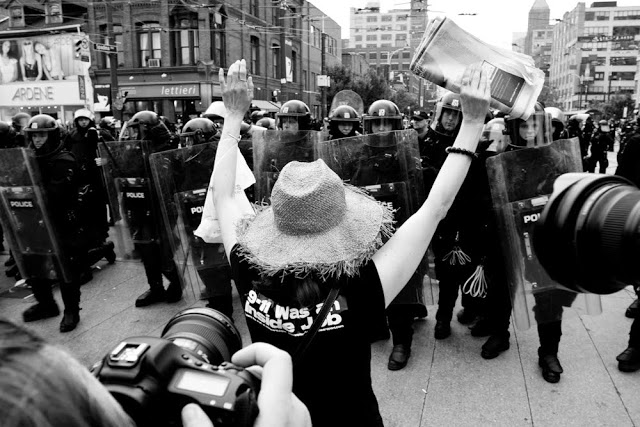 Trapped by riot police at Queen and Spadina because of the Toronto 2010 G20 summit
