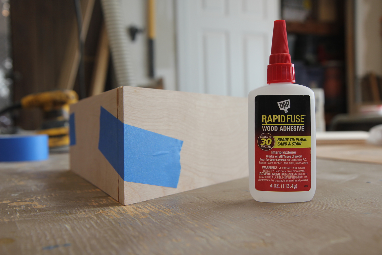 DAP's new Rapid Fuse wood adhesive. First time using it on this project and worked great.  