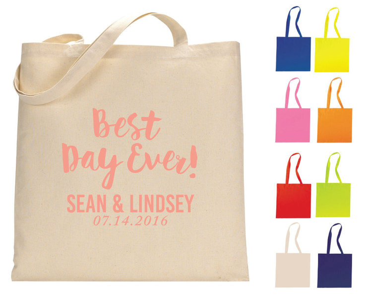 Best Day Ever Tote Bags, Personalized Tote Bags, Wedding Tote Bags ...