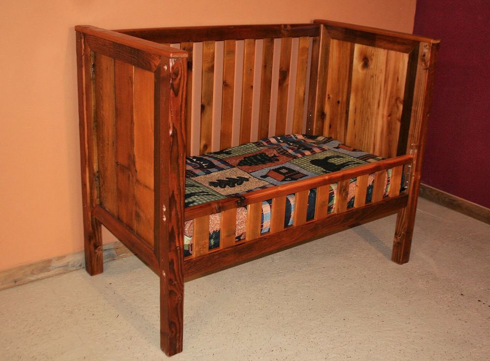 Barn Wood Convertible Baby Crib â€
