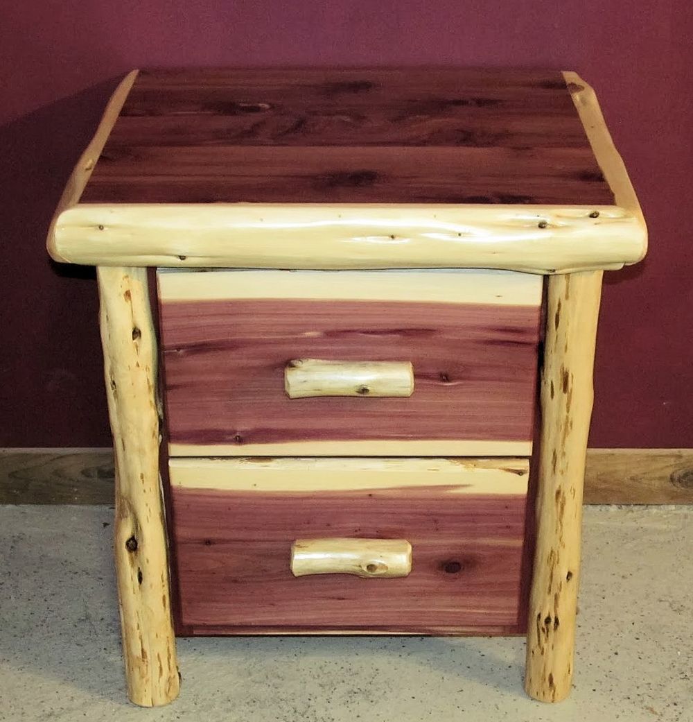 Red Cedar Juniper Log Night Stand 2 Drawer Barn Wood Furniture