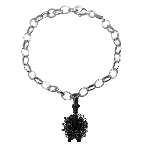 Oxidised silver black sheep charm bracelet sheep jewellery.jpg