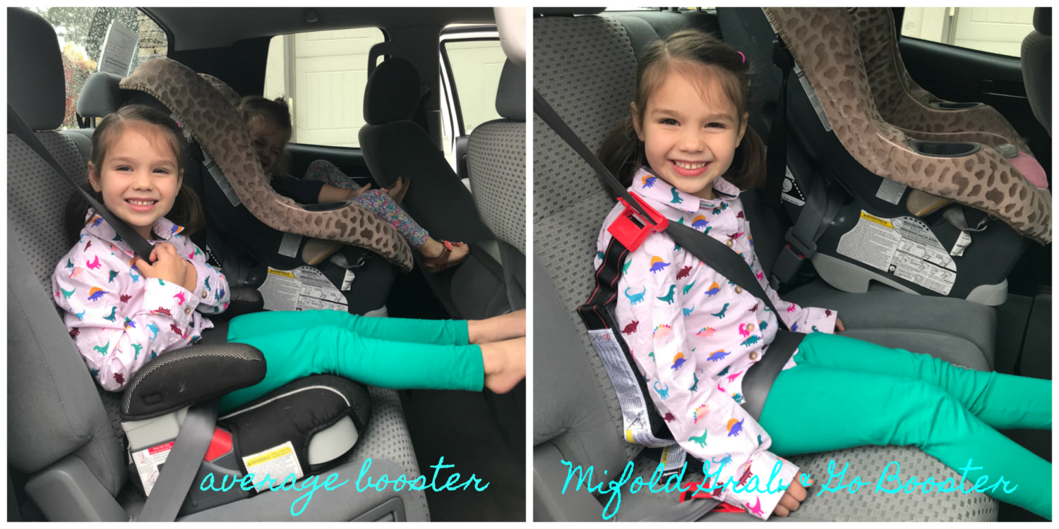 The  mifold Grab and Go Booster Seat &nbsp;completely eliminates this worry. It’s a super small booster designed to fit right in your little one’s backpack.&nbsp; It folds up and is 10 times smaller than the average booster. 10 times smaller, friends! I don’t have to stress anymore when my littles ride home with someone else for a playdate, because they have their carseat with them!
