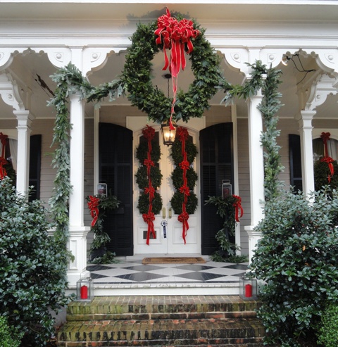 Photo of holiday decorated house