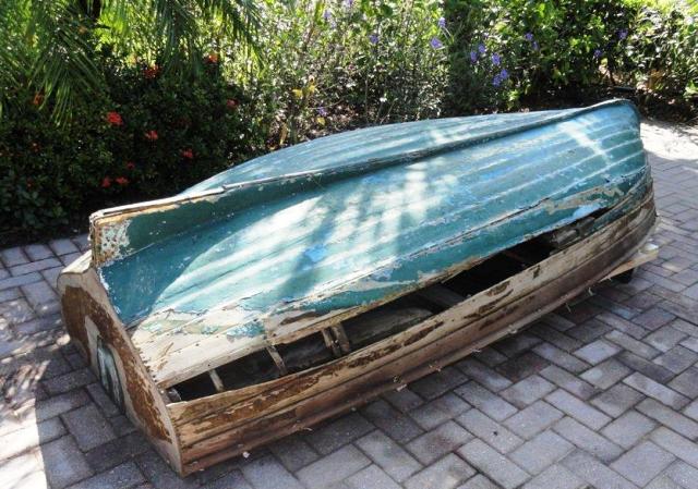 Vintage rowboat repurposed