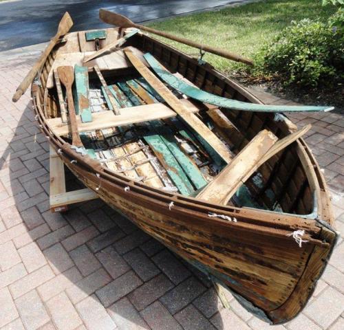 Vintage row boat repurposed