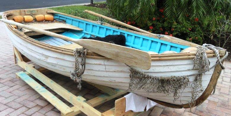 Vintage rowboat repurposed
