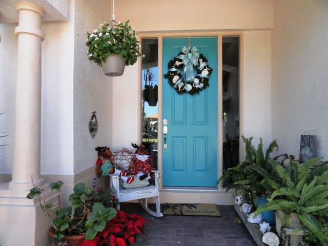 Photo of holiday turquoise door after makeover