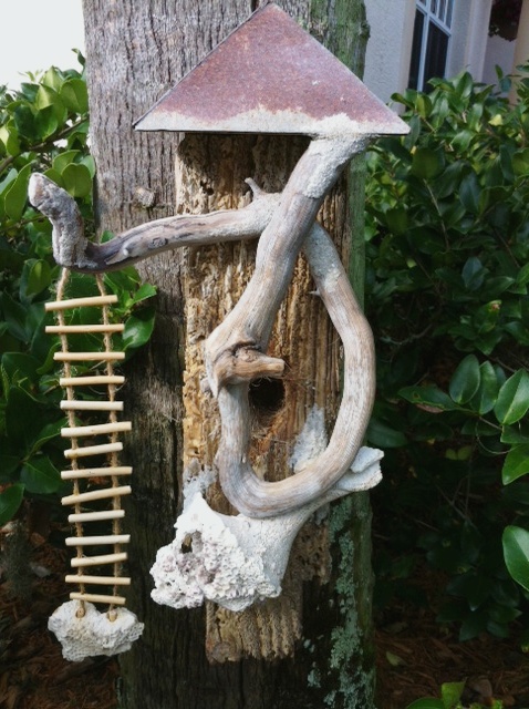 Photo of artist's creative birdhouse
