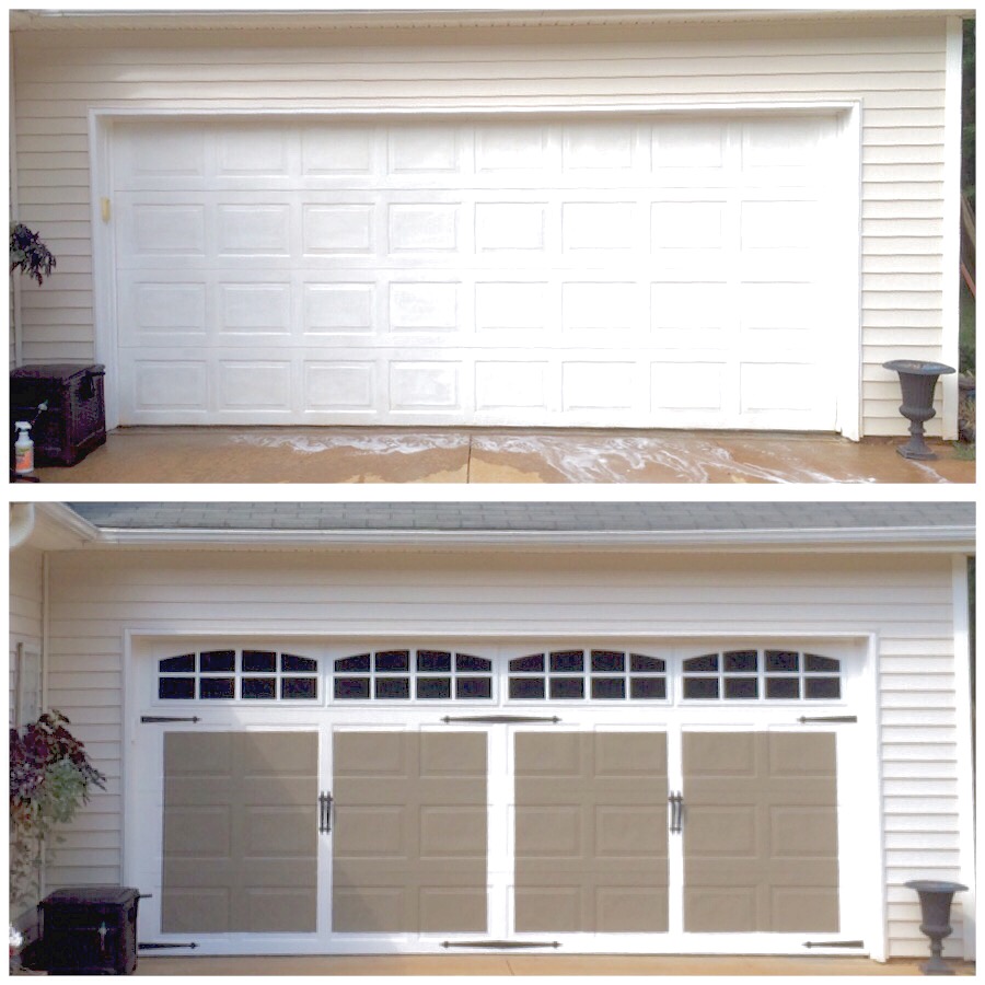 DIY+Faux+Carriage+Style+Garage+Door+Before+and+After+Tutorial+Picture