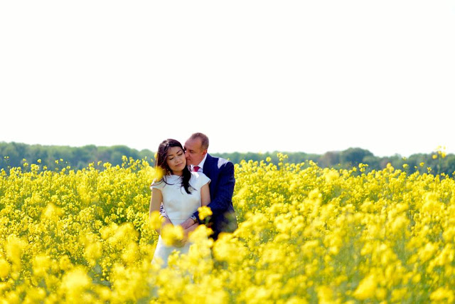 Wedding photo in fields