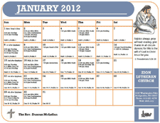 January 12 Calendar Of Events Zion Lutheran Church