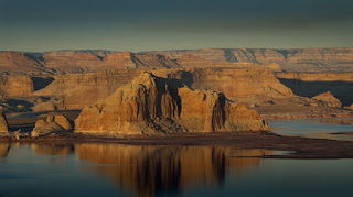 Lake Powell in Page, Arizona, at sunset.